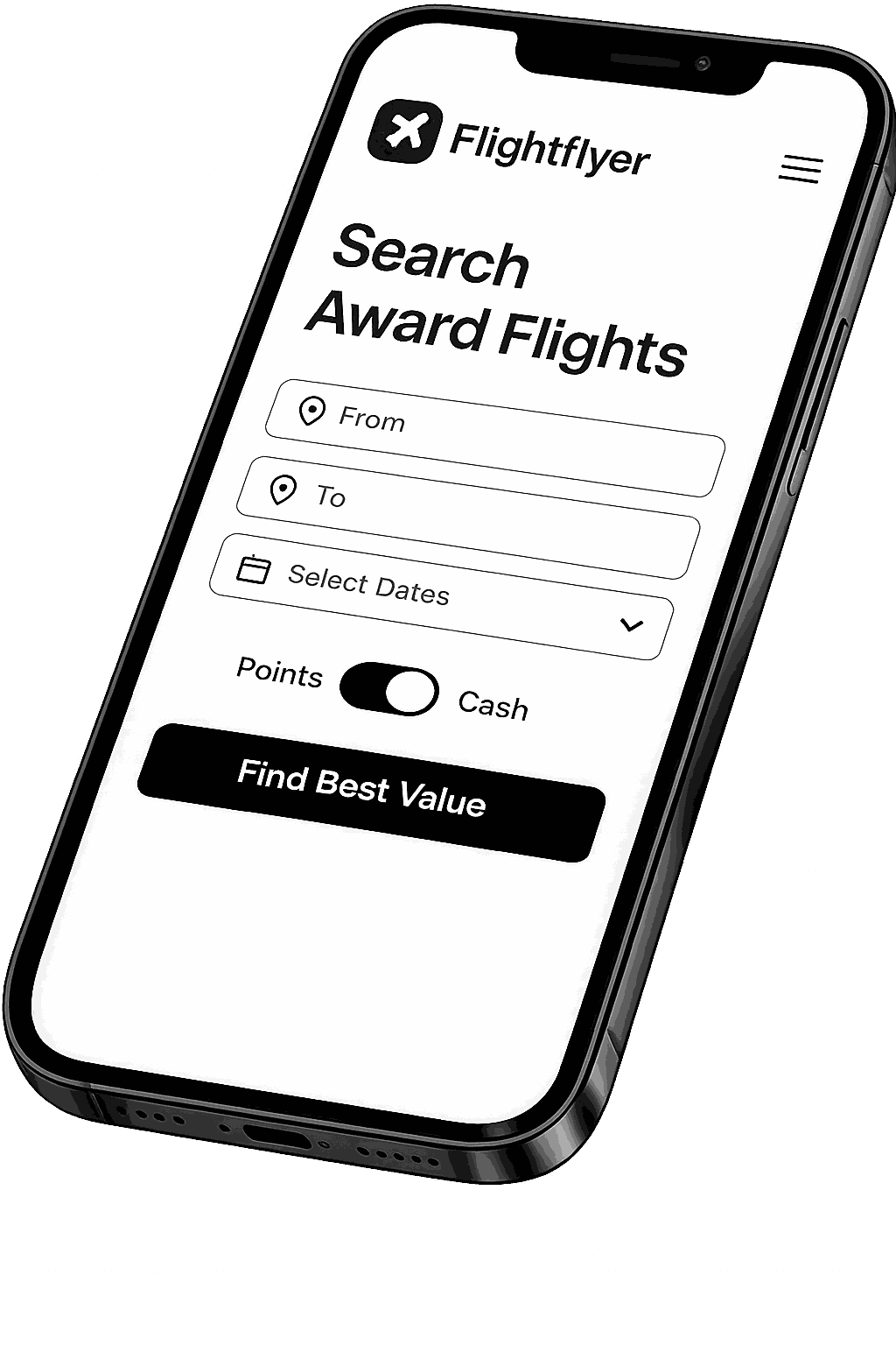 Flightflyer award flight search on mobile device